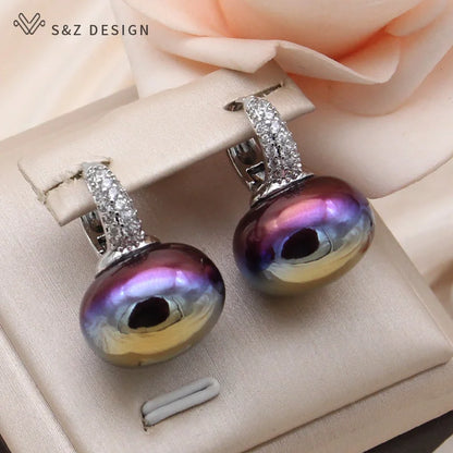 Fashion Pearl Dangle Earrings for Women with Cubic Zirconia - Smarsty