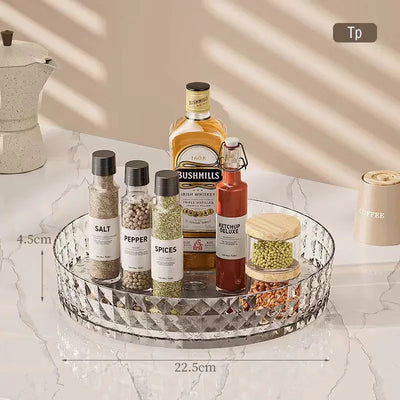 360 Rotating Seasoning Storage Rack Kitchen Storage Spice Rack Non-Slip Cabinet Organizer Tray Plate Cosmetic Organizer Bin by Smarsty