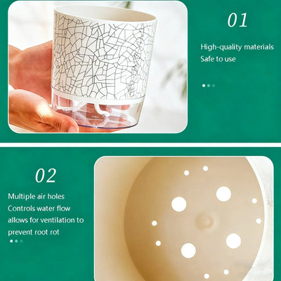 Self-watering Flower Pot Lazy Automatic Hydroponics Plants Pot Cotton Rope Watering Succulent Potted Planters Home Office Decor