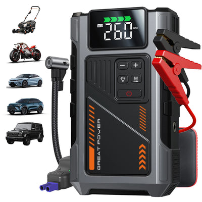 Portable Car Jump Starter With Air Compressor, 3000A Peak(7.5L Gas, 6.5L Diesel) , Jump Starter Battery PackWith150 PSl Tire Inf - Smarsty