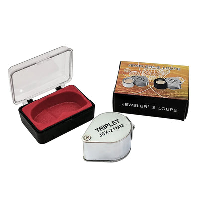 10-30X Pocket Loupe Magnifier Jewelry Magnifying Glass Foldable Diamond Lupa Triplet Jewelers Eye Glass Tool Reading Magnifier - Smarsty