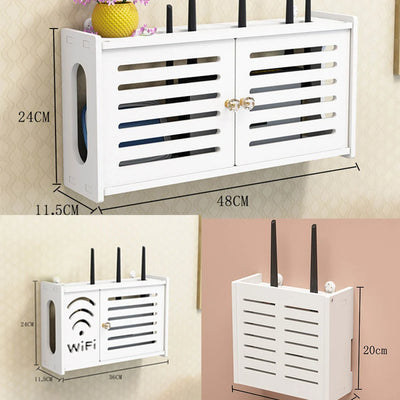 Wall Mounted Wireless Router Rack Living Room Wall-Mounted WiFi Storage Box Wall Decoration Cable Power Bracket Organizer Box by Smarsty