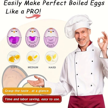 1/2pcs Chick Egg Timer Sensitive Color Change Indicator for Hard Soft Boiled Eggs Cooker Kitchen Gadget for Restaurants Bakeries
