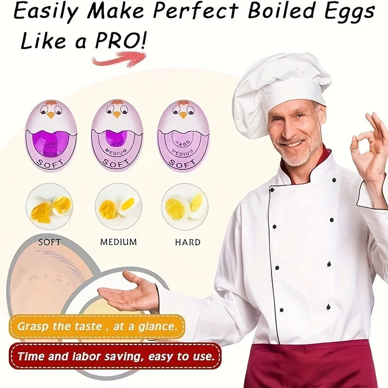 1/2pcs Chick Egg Timer Sensitive Color Change Indicator for Hard Soft Boiled Eggs Cooker Kitchen Gadget for Restaurants Bakeries