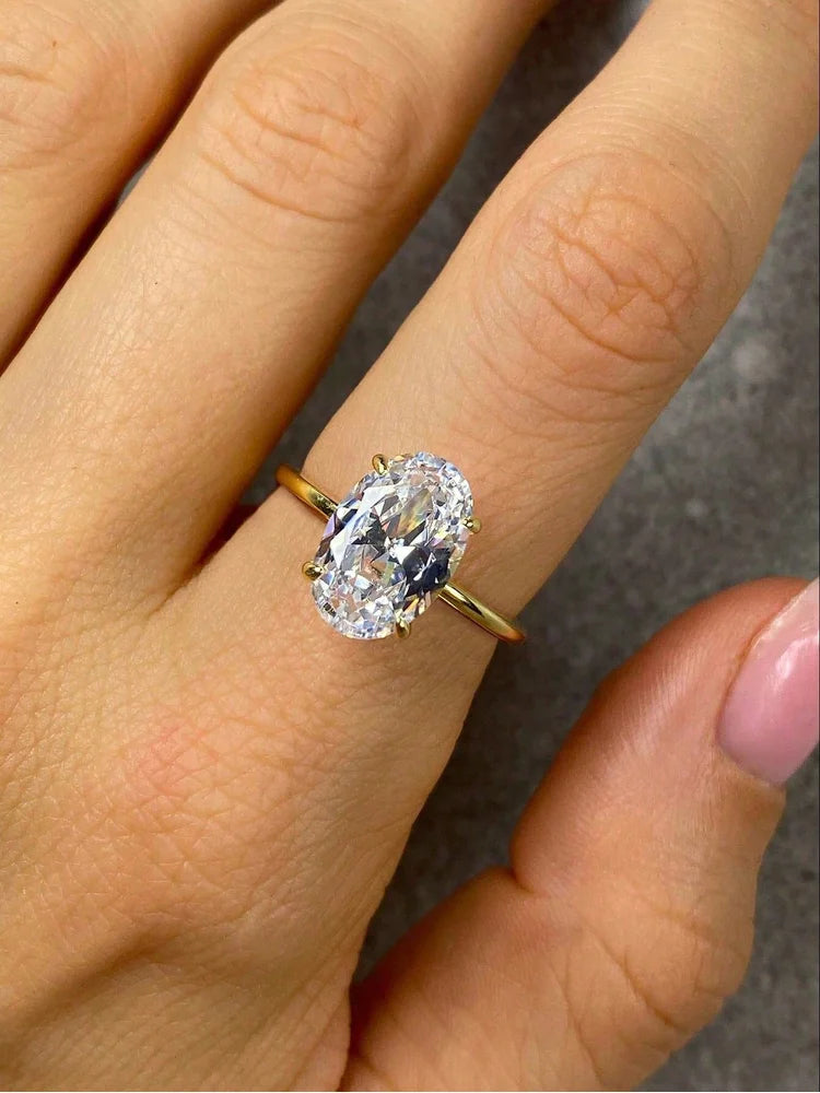 925 Sterling Silve 1-8CT Zircon Gorgeous Shiny Oval Stone Ring For Women Engagement Wedding Luxury High Quality Fine Jewelry - Smarsty