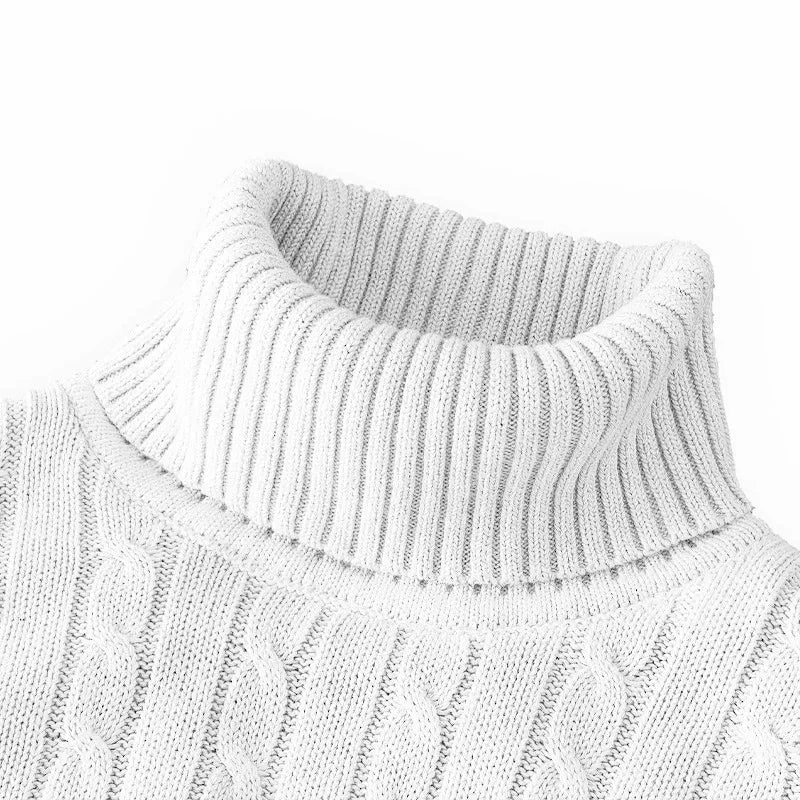 Autumn Men's Long Sleeve Knitted Sweaters Men's Slim Fit Turtleneck Sweater Casual Pullover Sweater Lightweight Ribbed Sweater - Smarsty