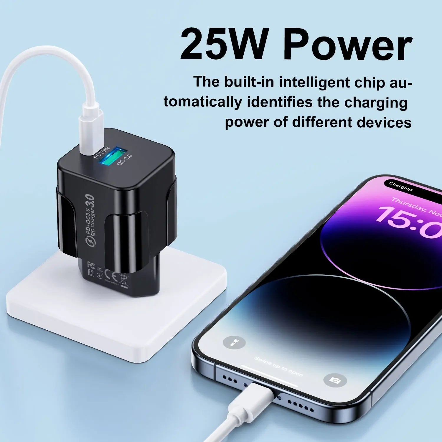 25W USB C HighEfficiency FastCharger iPhone 15 Pro Max - Smarsty
