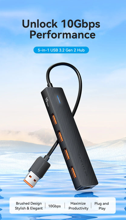 4 Port USB Hub USB 3 Gen 2 10Gbps LaptopCompatibleDevice