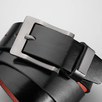 Men's Cow Leather Belt Classic Vintage Pin Buckle - Smarsty
