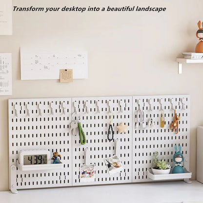 Punch-free Hole Board Vertical Desktop Wall Hanging Office Desk Storage Shelf Reading Room Desktop kitchen Bathroom Storage Rack by Smarsty