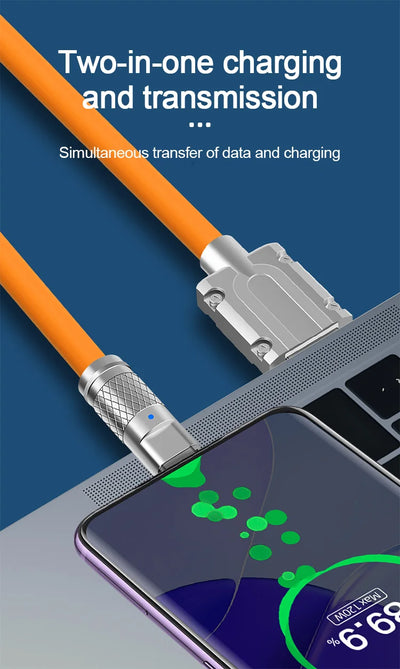 120W 6A Super Fast Charge USB C Liquid Silicone Cable For iPhone 14 15 Huawei Samsung Xiaomi Quick Charger Type-C Data Wire - Smarsty