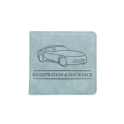 Car Registration Driver's License and Insurance Card Holder - Leather Vehicle Glove Box Automobile Documents Paperwork Organizer