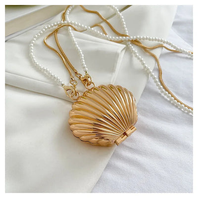 Pearl Mini Crossbody Bag Gold Shell Shoulder Purse Luxe - Smarsty