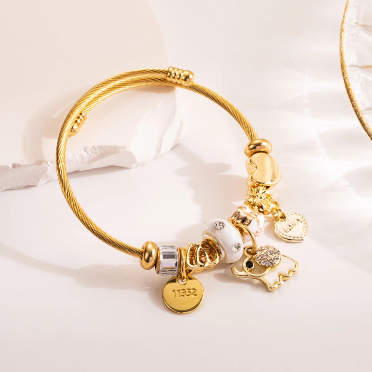 Fashion Stainless Steel Beaded Love Bracelet for Women - Smarsty
