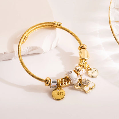 Fashion Stainless Steel Beaded Love Bracelet for Women - Smarsty