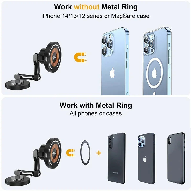 Magnetic Car Wireless Charger Mount With Fast 15W Charging - Smarsty