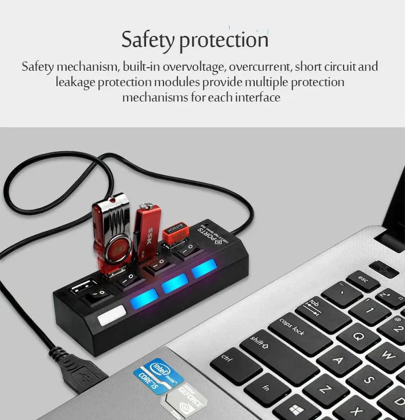 USB 3.0 Hub 4/7 Port Multiport Cable High Power Adapter