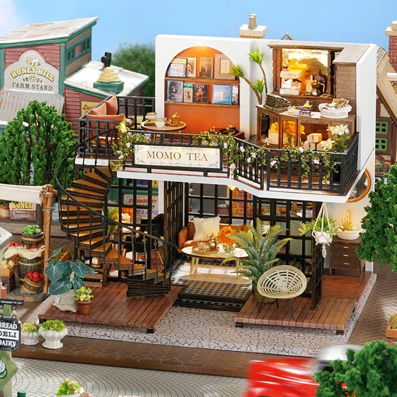 Wooden Doll House 3D Puzzle Assembly Building Model Kit Production Small Room Toys Home Bedroom Decoration With Furniture Light