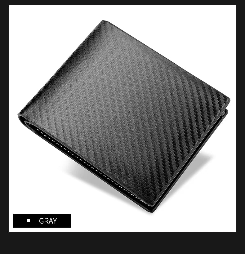 New Carbon Fiber Short Wallet Men's Card Bag Integrated Zipper Change Bag Holder - Smarsty