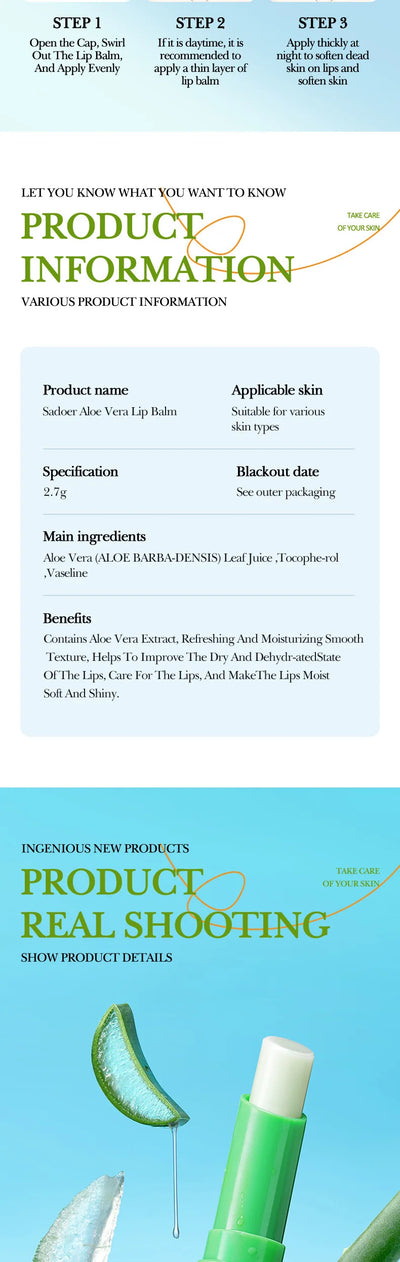 SADOER Aloe Lip Balm for Nourishing and Hydrating Lips - Smarsty