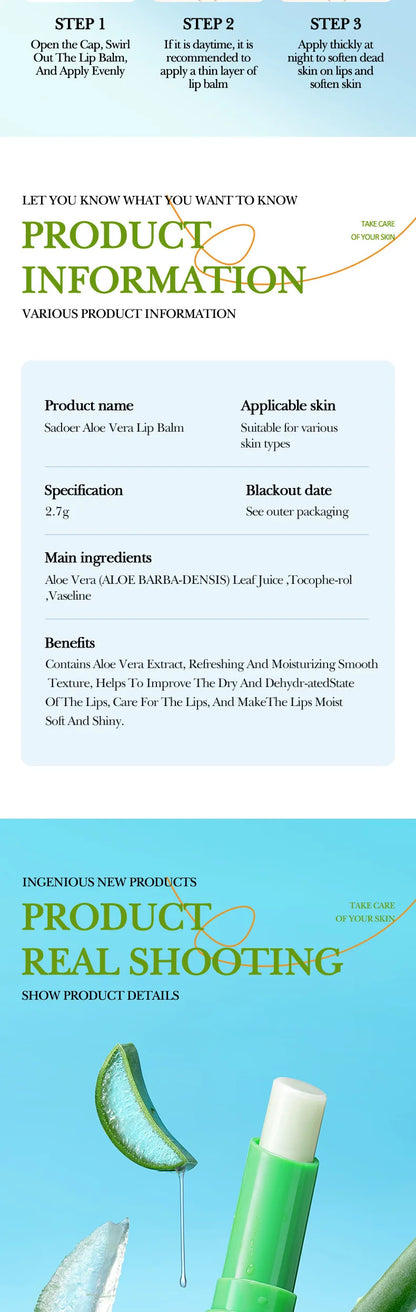 SADOER Aloe Lip Balm for Nourishing and Hydrating Lips - Smarsty
