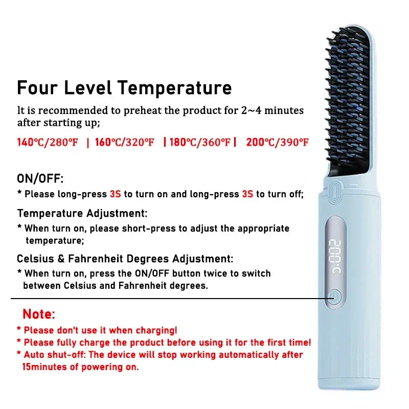Portable Wireless Hair Straightener with Negative Ion Technology - Smarsty
