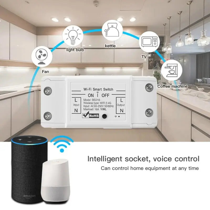 16A WiFi Smart Switch for Voice Control Home Automation - Smarsty