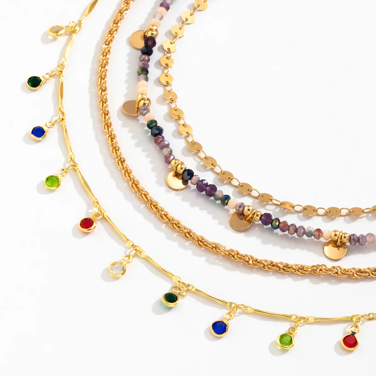 Boho Colorful Crystal Sequin Tassel Choker Necklace - Smarsty
