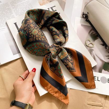 Luxury Silk Satin Headscarf for Women with Plaid Print - Smarsty