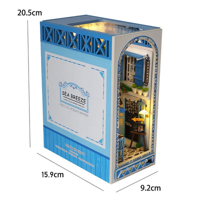 DIY Book Nook Shelf Insert Kit 3D Wooden Puzzle Doll House Assembly Building Model Bookends With Furniture LED Light Xmas Gifts by Smarsty