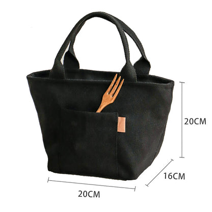 Canvas Insulated Lunch Bag With Zipper Travel Easy Clean - Smarsty