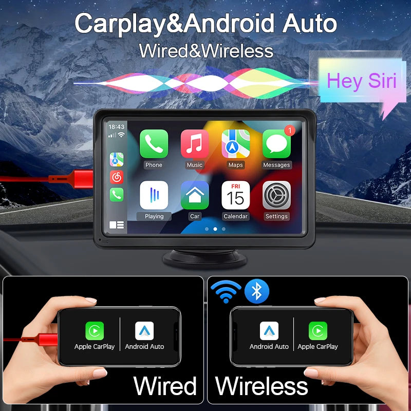 7 Inch Touch Screen Car Radio With Wireless CarPlay - Smarsty
