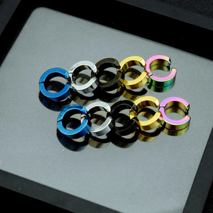 Stainless Steel Ear Clip Earrings No Piercing Black - Smarsty