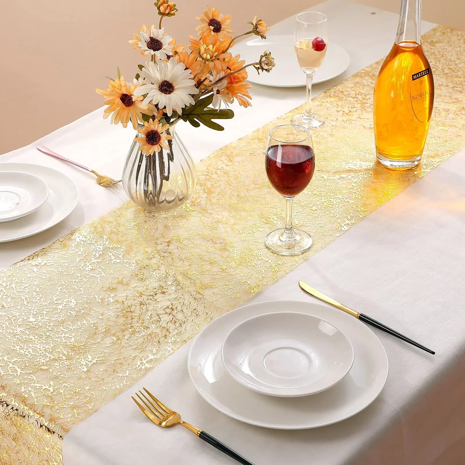 Gold Metallic Glitter Table Runner for Elegant Decor - Smarsty
