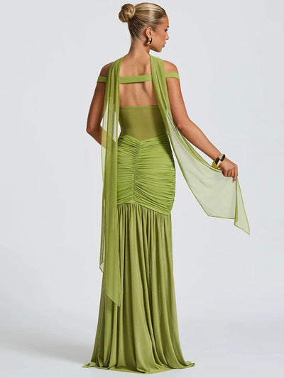 Mozision Off-shoulder Backless Sexy Maxi Dress Women Gown Halter Sleeveless Backless Thigh High Split Club Party Long Dress - Smarsty