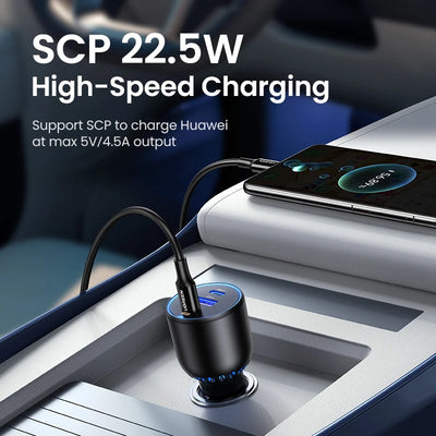 UGREEN 130W USB C Car Charger For Xiaomi iPhone 17 Samsung Galaxy S24 Laptops Tabet PD3.0 Fast Charging USB Type C Car Charger
