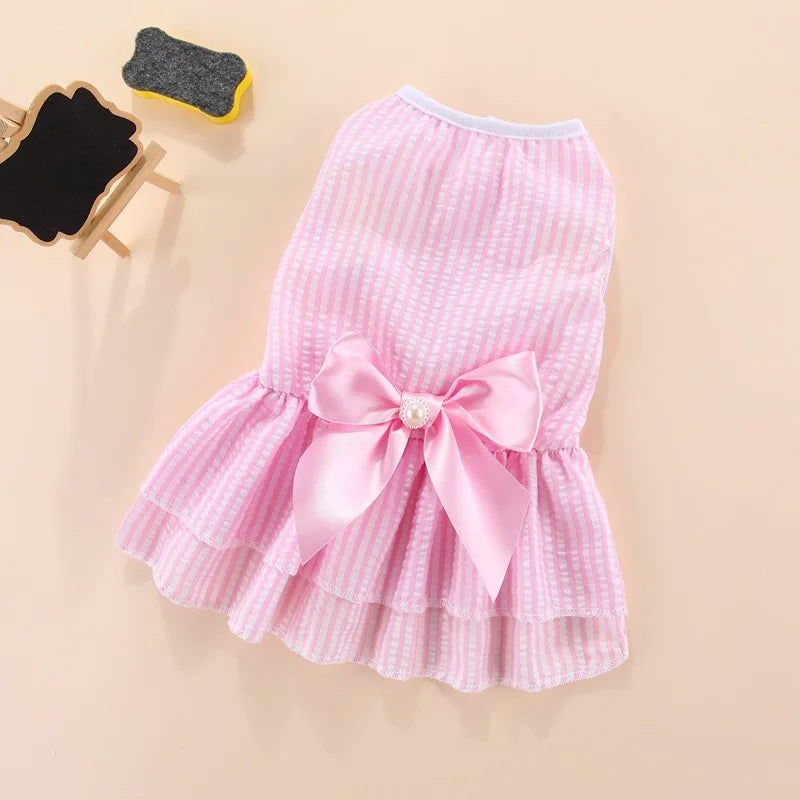 Puppy Vertical Striped Butterfly Skirt for Summer Fun - Smarsty