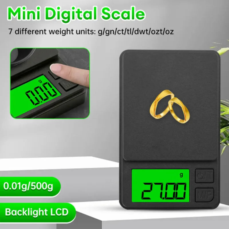 Precision Pocket Scale 1000g X 0.1g - Digital Gram, Food, Jewelry, Ounces/Grains Scale with Backlit LCD - Mini Scale for Travel - Smarsty