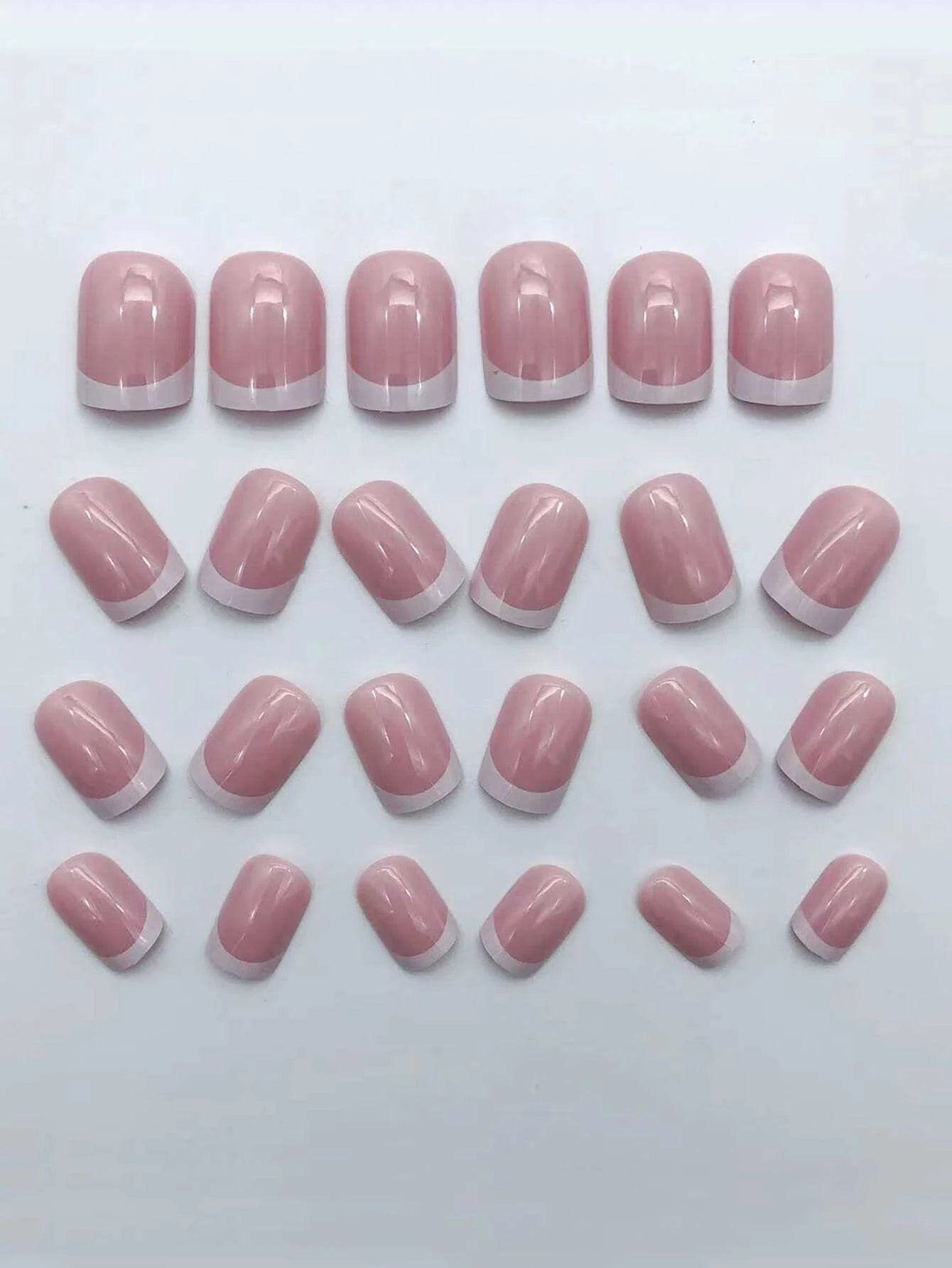 24 Piece Short Square Fake Nails with French Tips - Smarsty