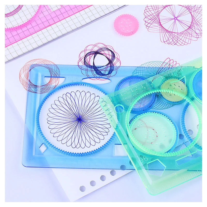 Geometry Spirograph Drawing Stencils Set Painting Template Art Crafts Creative Kids Educational Toy Variety of Flowers Ruler by Smarsty