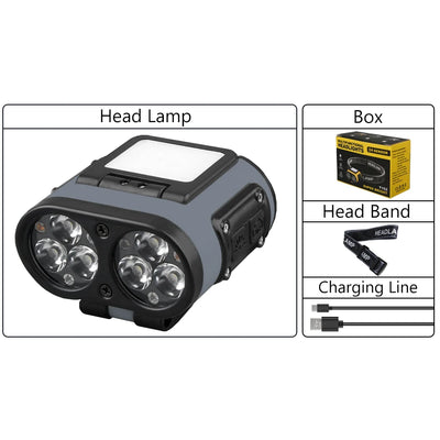 LED Headlamp Smart Sensor Cap Clip Light TPYE-C Rechargeable Flashlight With Power Display Riding Fishing Camping Outdoor Torch by Smarsty