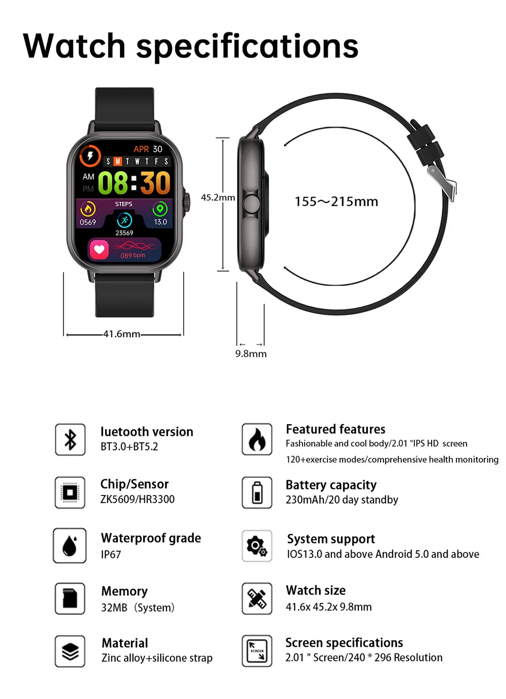 Smartwatch with Bluetooth Call and Music Playback - Smarsty