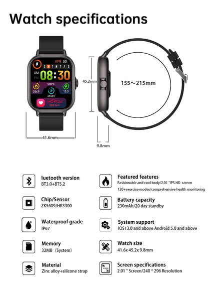Smartwatch with Bluetooth Call and Music Playback - Smarsty