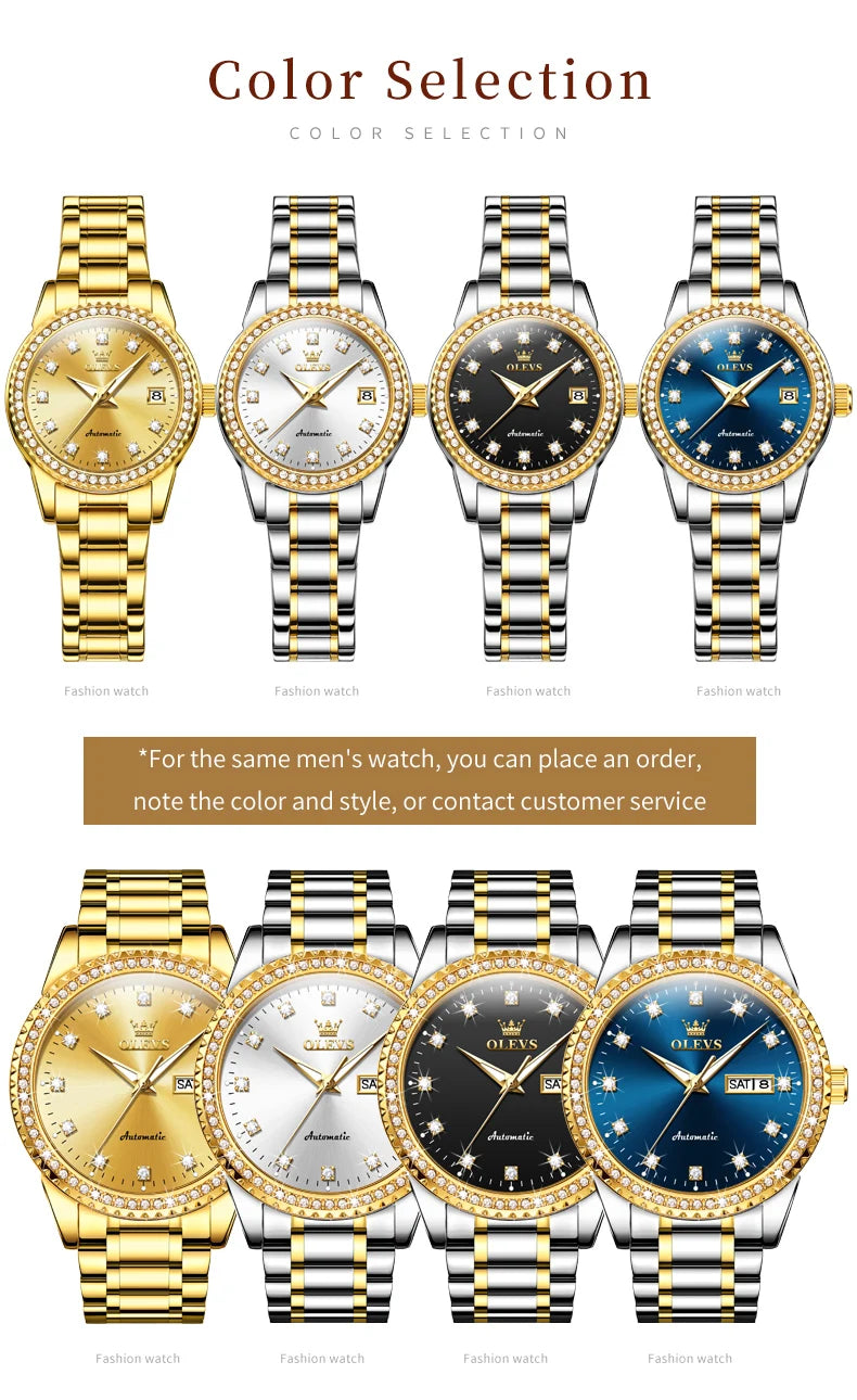 OLEVS Women's Automatic Waterproof Luxury Watch with Luminous Dial - Smarsty