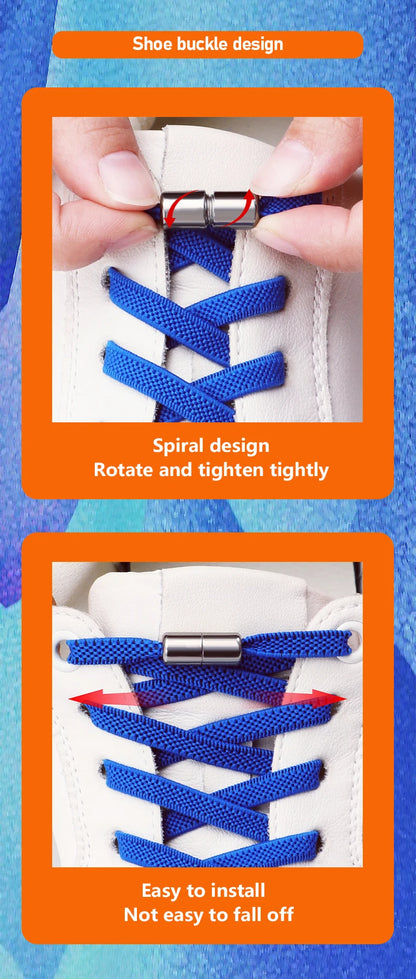 1Pair Elastic Laces Sneakers No Tie Shoe laces Capsule Lock Shoelaces Without ties Kids Adult 0.6cm Flat Shoelace for Shoes - Smarsty