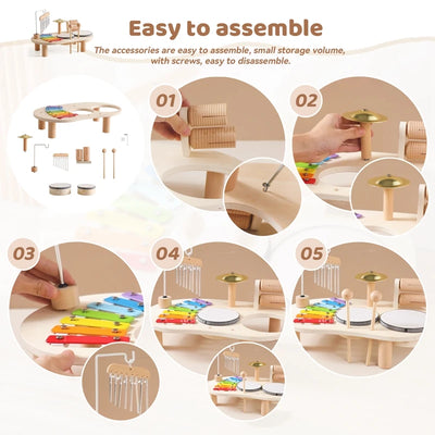 Baby Educational Toys Wooden Aeolian Bells Montessori Children's Musical Toys Xylophone Newborn Birthday Gifts Music Table Toys - Smarsty