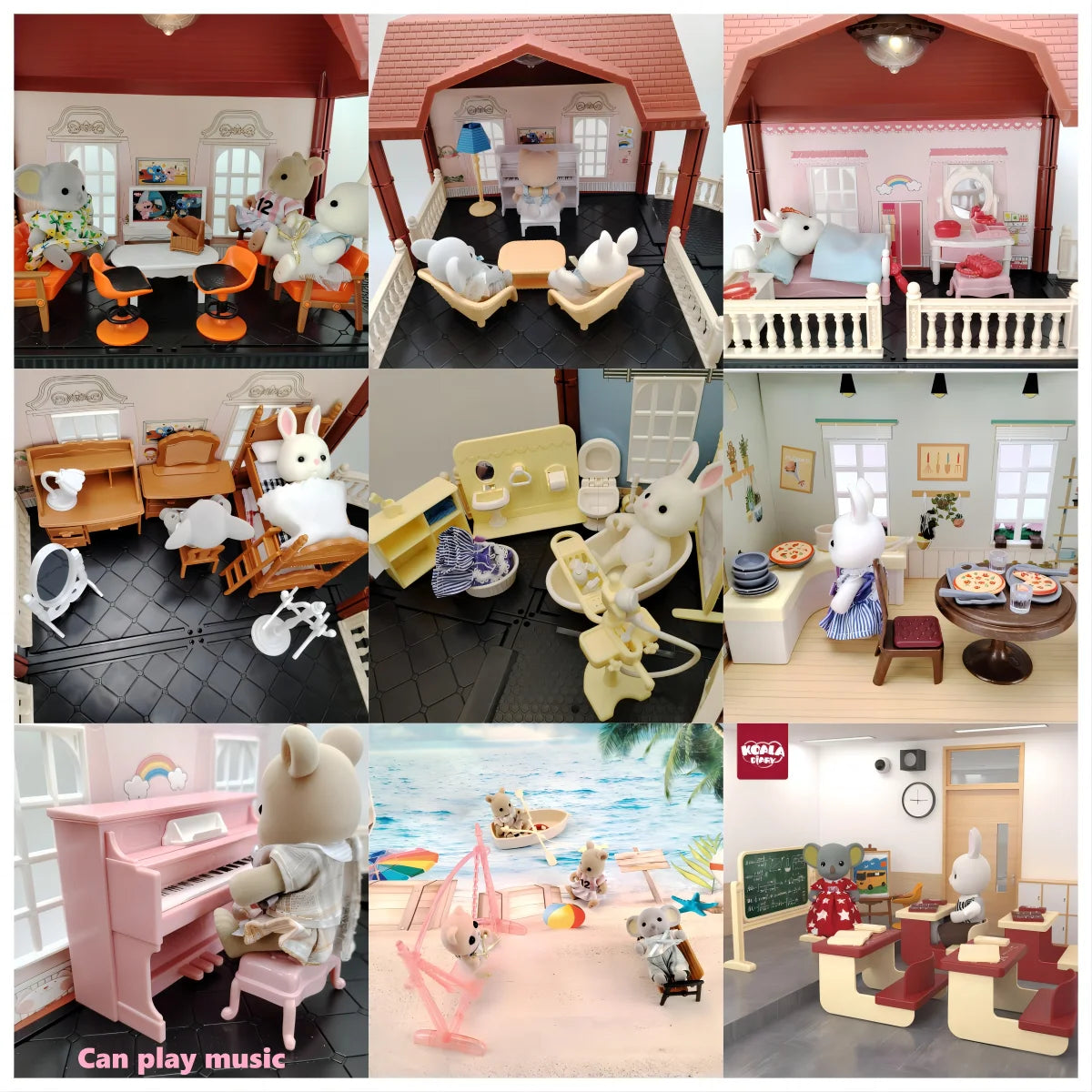 Girls kids Toys Miniature Dollhouse Furniture Shopping PlaySet DIY Family Games Supermarket Flower Store Pretend Toys by Smarsty