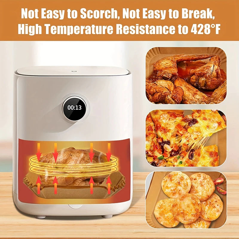 Air Fryer Paper Liners Disposable Oil-Proof Waterproof Baking Paper Round Square And Rectangle Parchment Kitchen Party Supplies - Smarsty