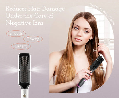 OUDIM Ionic Hair Straightener Brush with Six Temperature Settings - Smarsty