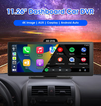 4K Dash Cam With Dual Lens GPS Navigation Wireless CarPlay - Smarsty